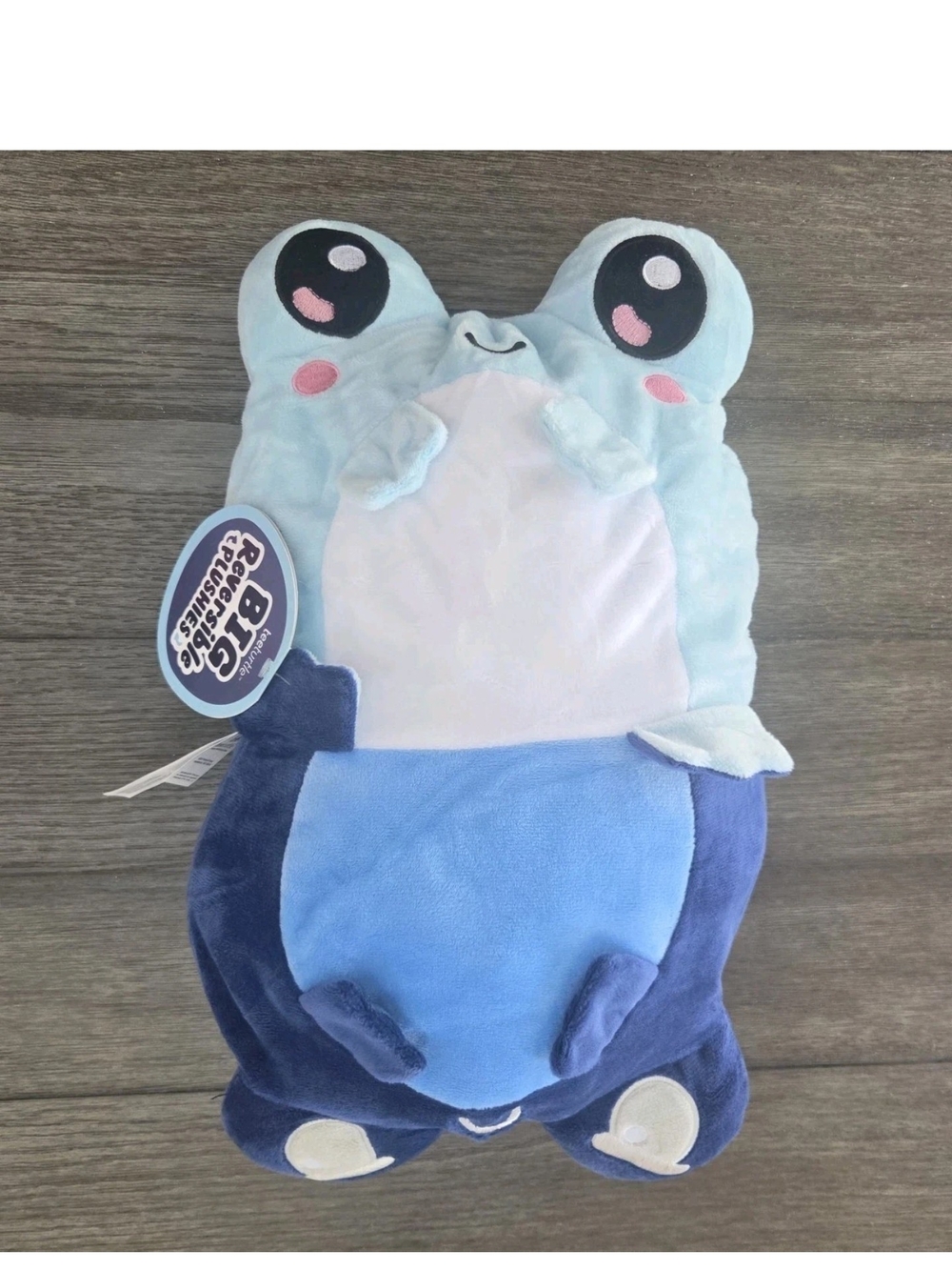 Tee Turtle TeeTurtle Big Reversible Plushies Blue Frog Happy Sad Face New NWT